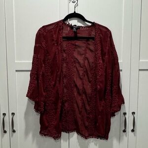Forever 21 Maroon Lace Cardigan Kimono
